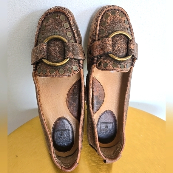 🌴Frye Reagan Moto Ring Distressed Leather Women's Brown Loafers Size 8M - Picture 1 of 14